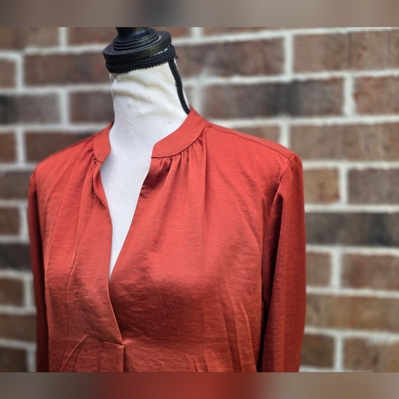 Loft Women's Rust Colored Silky Blouse - Picture 8 of 12